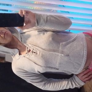 Cotton:On "Awake / Asleep" Grey Pull Over Lace Up Hoody